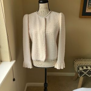 Rebecca Taylor Chanel-style tailored pink tweed jacket blazer EUC